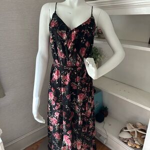 Floral Black and Pink Flowy Women's Dress